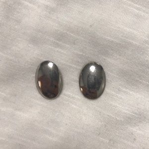 Silver oval post earrings